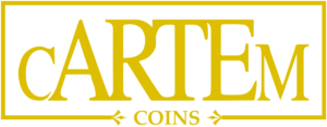 logo cartem coins transparente con letras oro