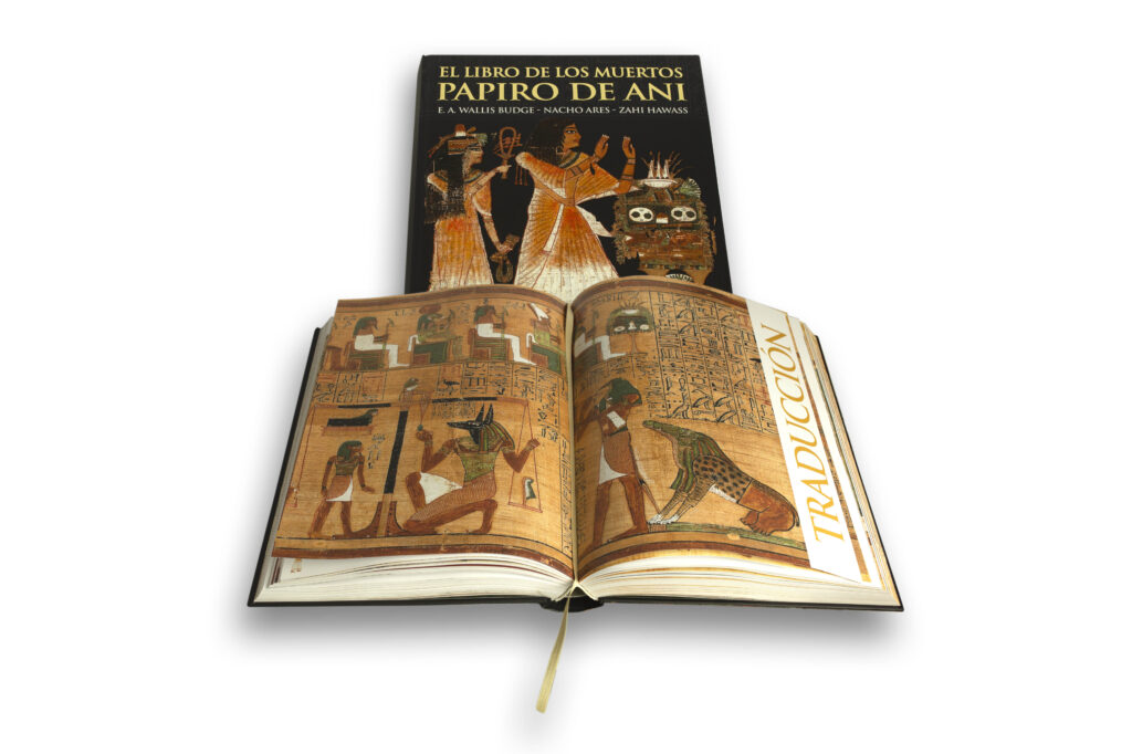 montaje del art book del papiro de ani abierto y portada