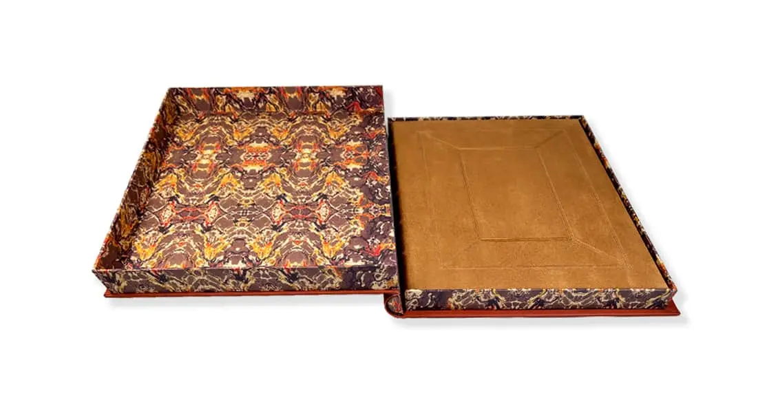 Coffret doublé de papier à l'eau fait main - Tratado de Astrología de Alfonso X El Sabio (Traité d'astrologie d'Alphonse X le Sage)